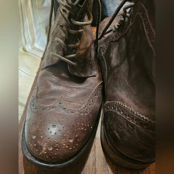 Mens Brown Real Leather Dress Shoes Boots Lace Up Cowboy Size 12 - Red Tape - Picture 3 of 8